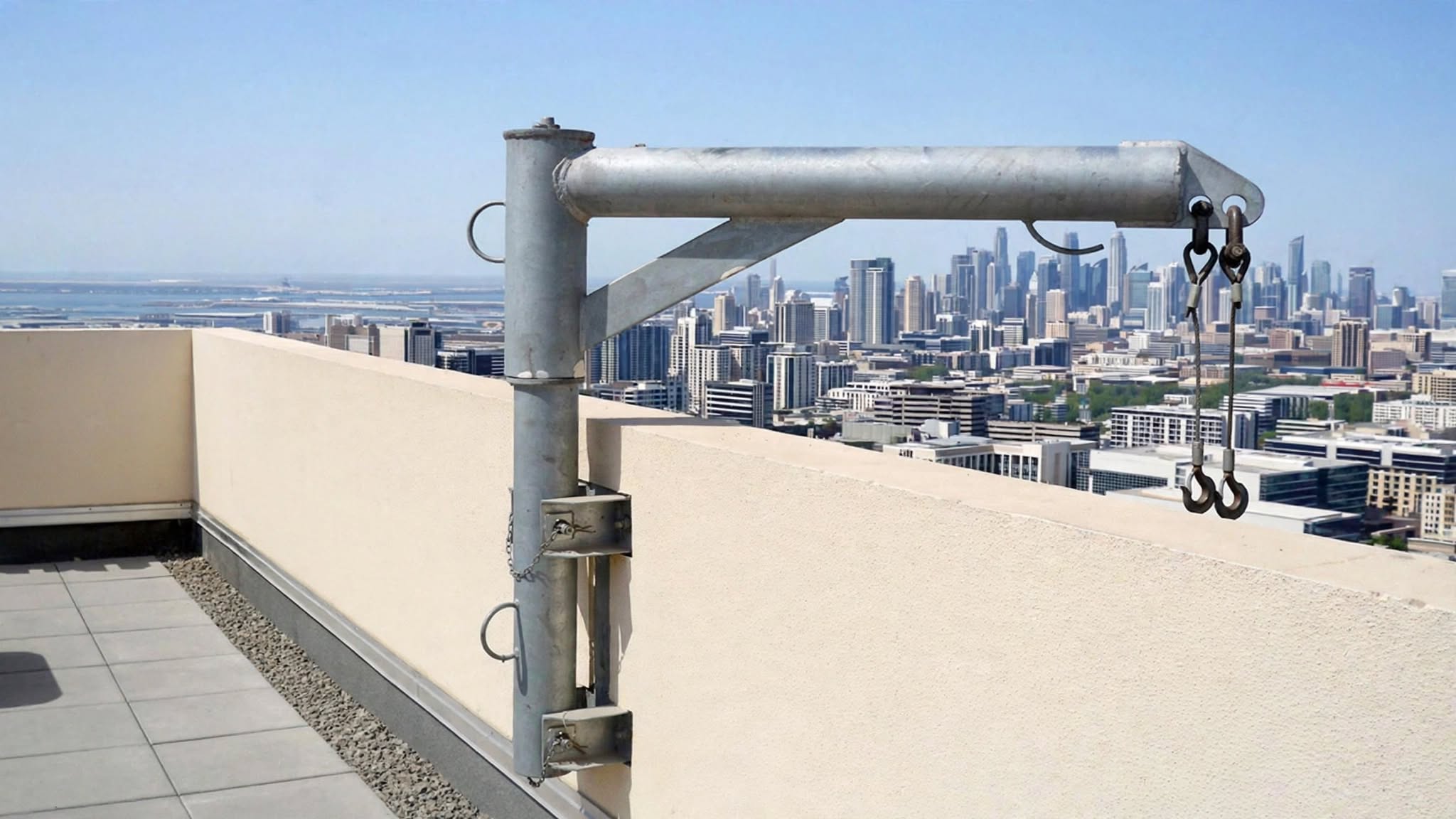 Rope-access technician descending a building facade